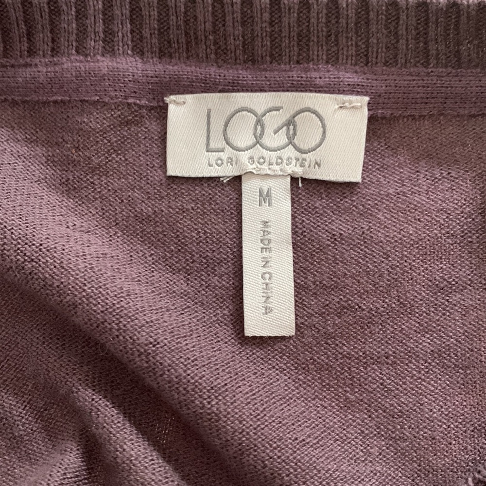 LOGO Lori Goldstein Brown High Low Tunic Sweater with Lace Detail - Picture 7 of 8